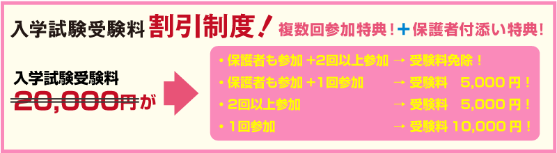 入学試験受験料20,000円が最大で免除！